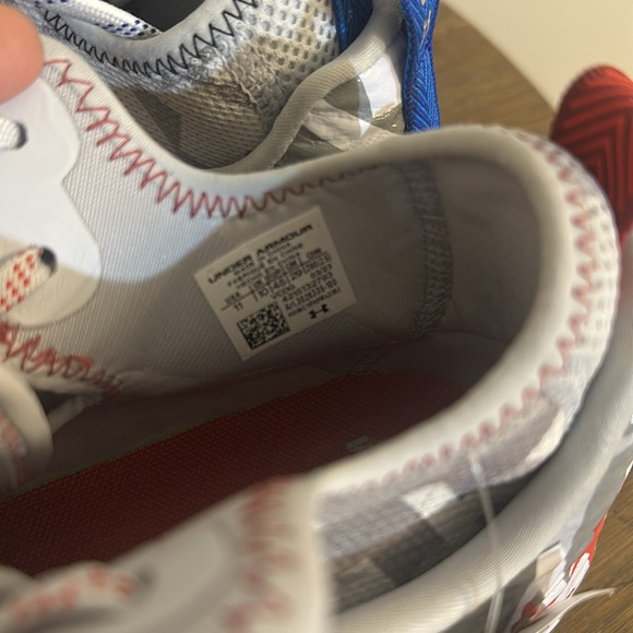 Under Armour  Mens Spotlight Clone MC LE  Red White Blue Football Cleats new - Picture 7 of 10